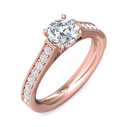 FlyerFit Micropave 14K Pink Gold Engagement Ring