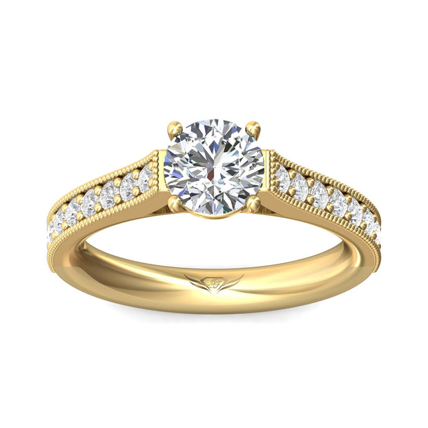 FlyerFit Micropave 18K Yellow Gold Engagement Ring