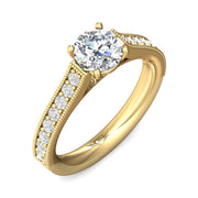 FlyerFit Micropave 18K Yellow Gold Engagement Ring