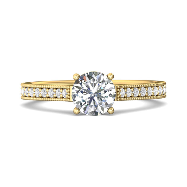 FlyerFit Micropave 14K Yellow Gold Engagement Ring