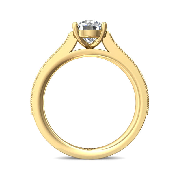 FlyerFit Micropave 18K Yellow Gold Engagement Ring