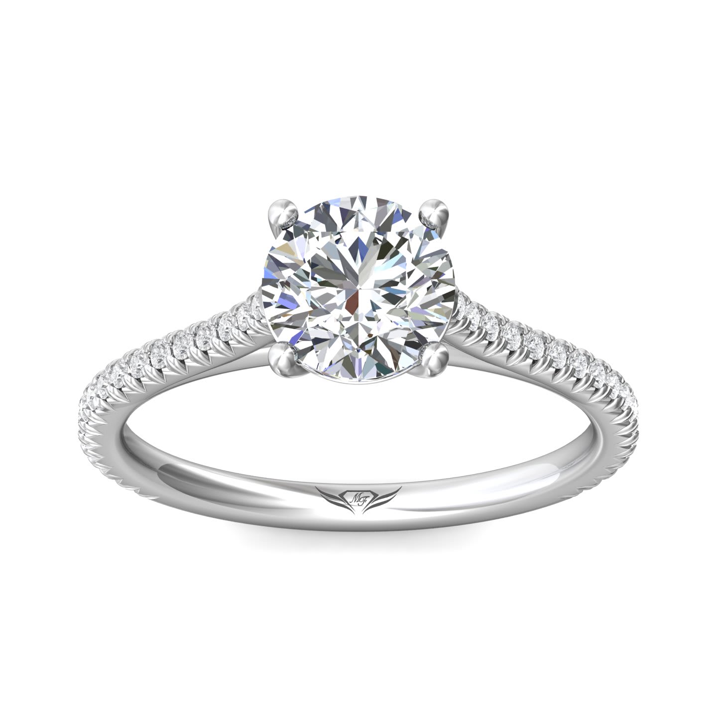 FlyerFit Micropave 14K White Gold Engagement Ring