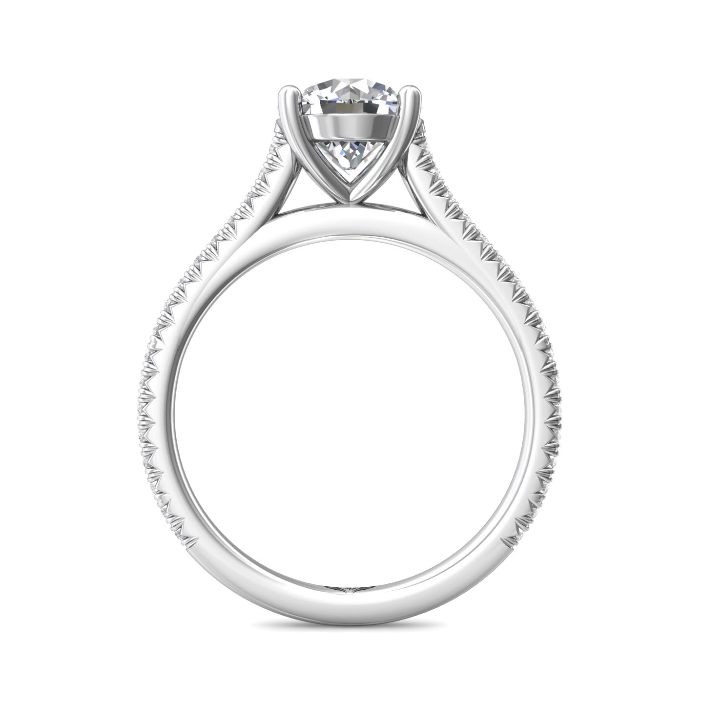 FlyerFit Micropave 14K White Gold Engagement Ring