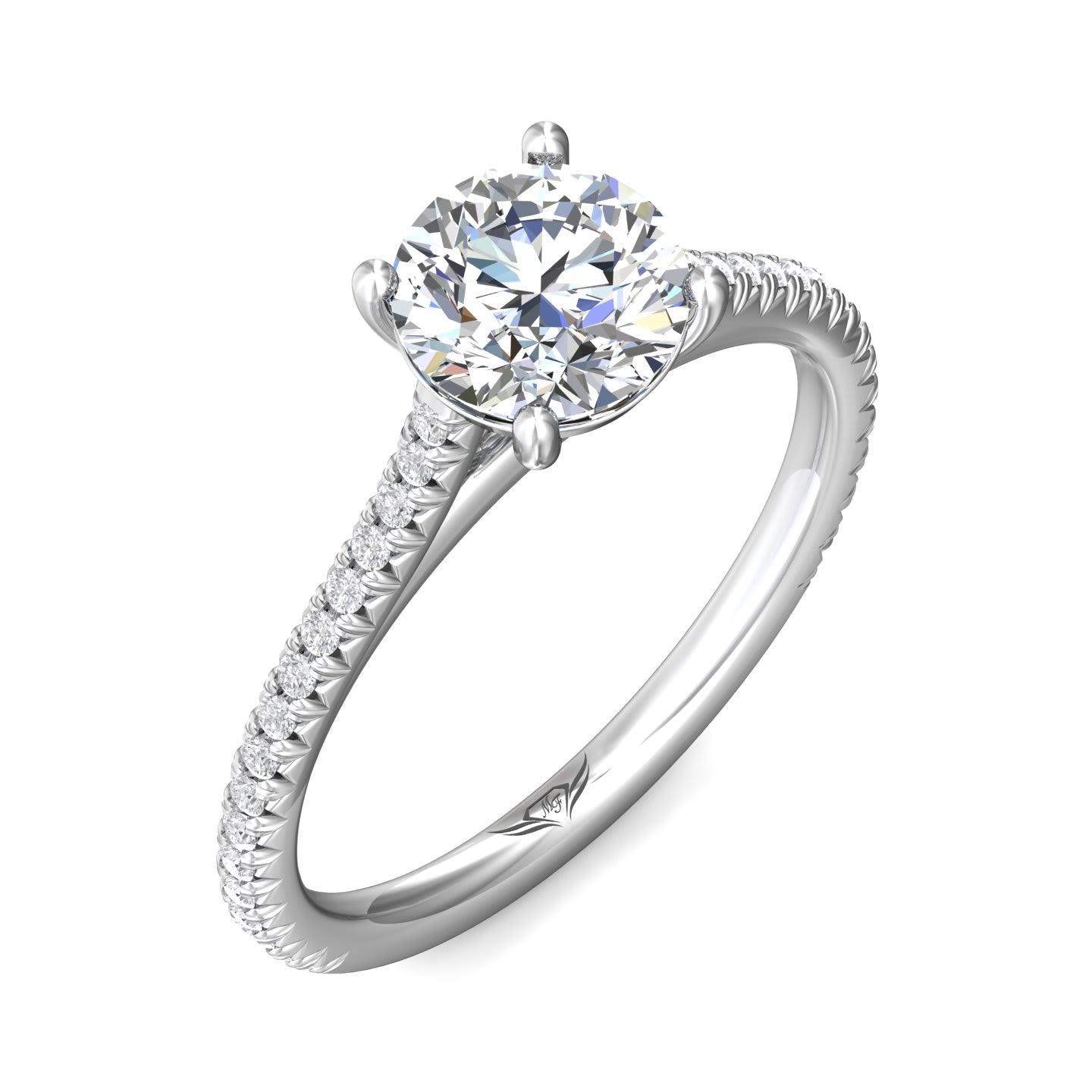 FlyerFit Micropave 14K White Gold Engagement Ring