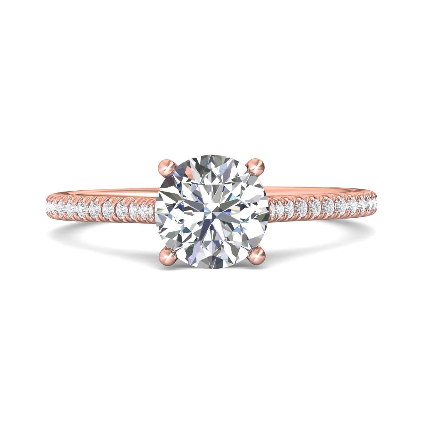 FlyerFit Micropave 14K Pink Gold Engagement Ring