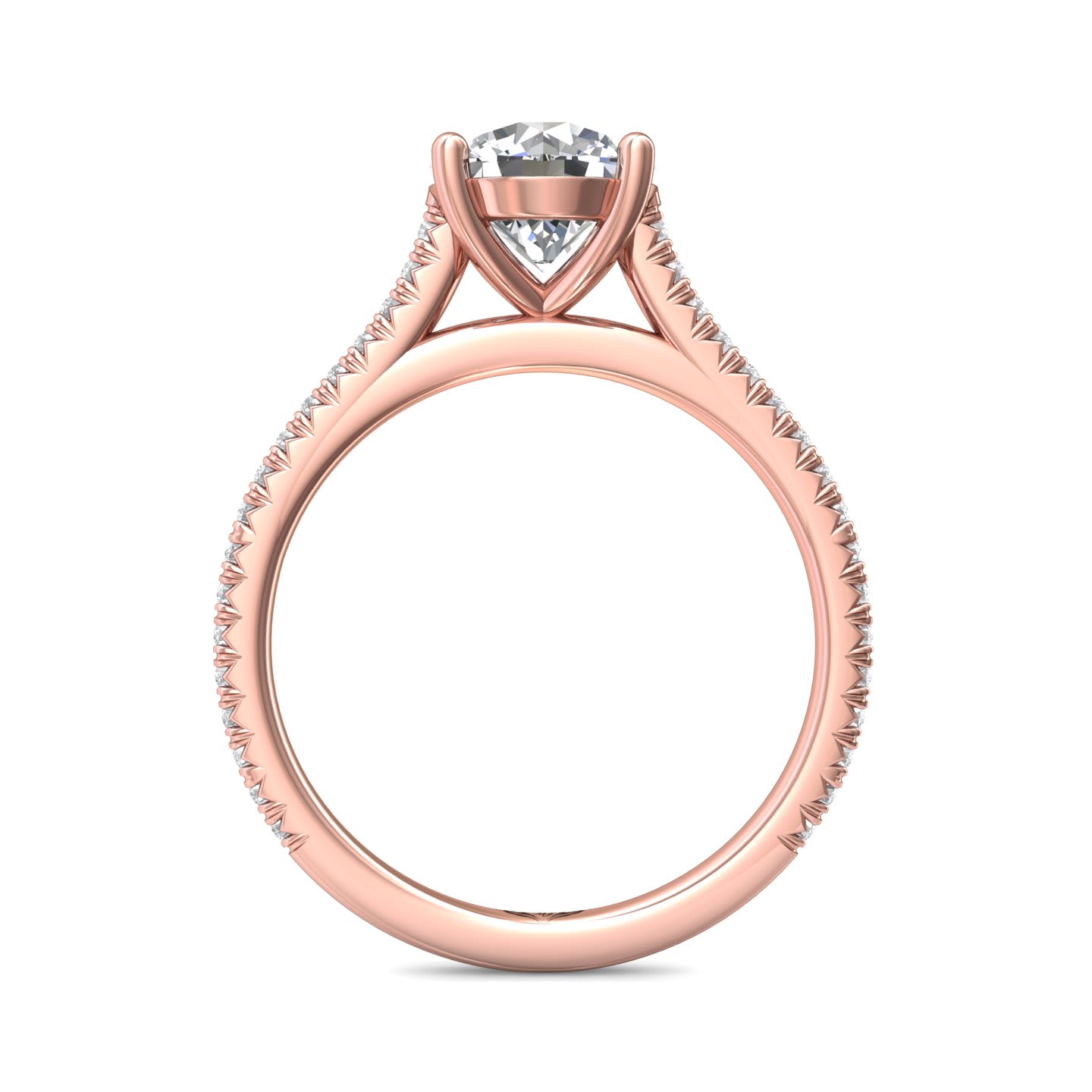 FlyerFit Micropave 14K Pink Gold Engagement Ring