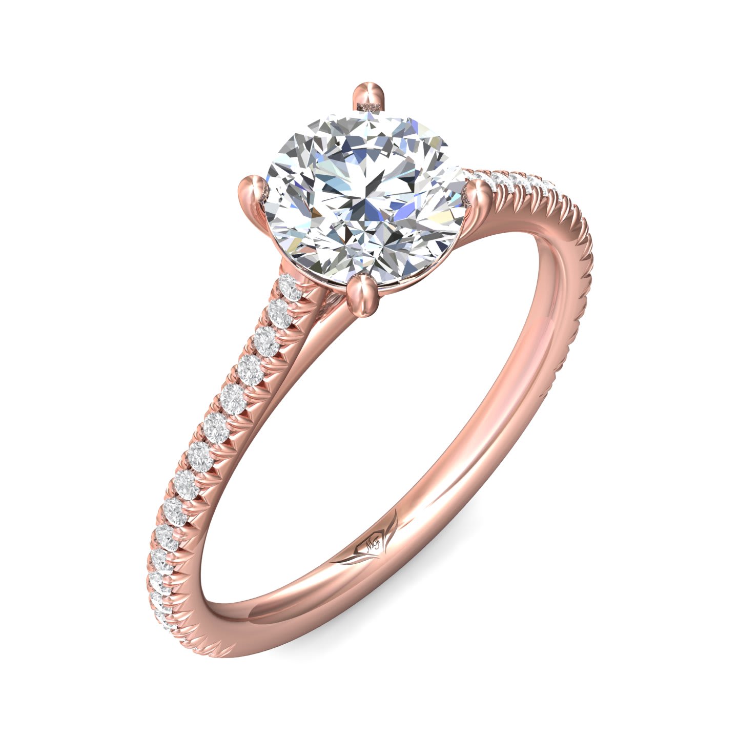 FlyerFit Micropave 14K Pink Gold Engagement Ring