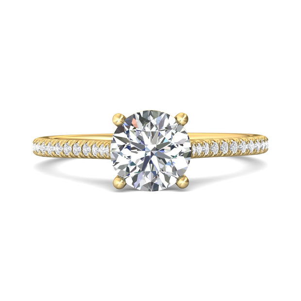 FlyerFit Micropave 18K Yellow Gold Engagement Ring