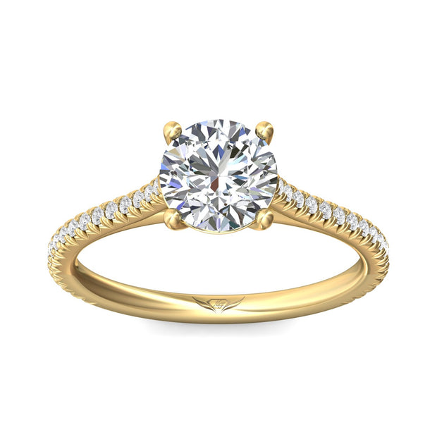 FlyerFit Micropave 18K Yellow Gold Engagement Ring