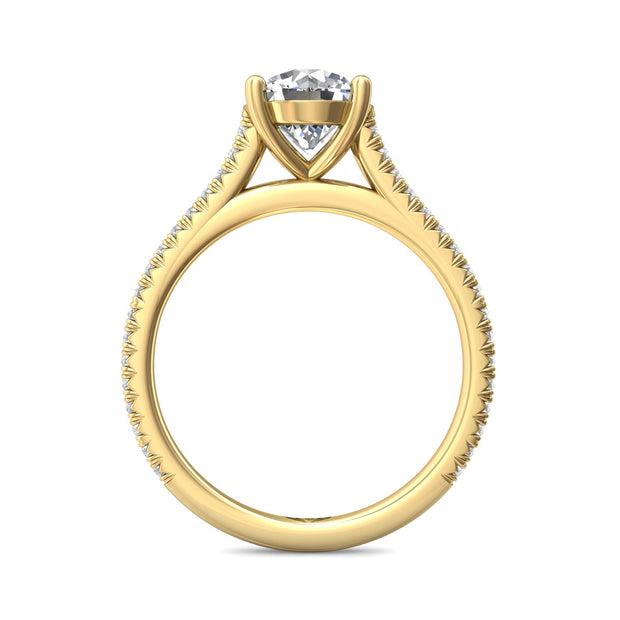 FlyerFit Micropave 18K Yellow Gold Engagement Ring