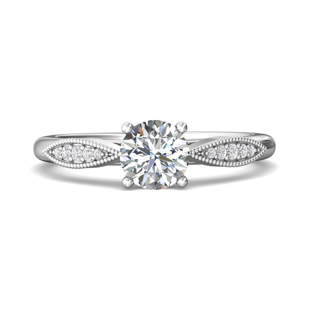 FlyerFit Micropave 14K White Gold Engagement Ring