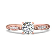 FlyerFit Micropave 18K Pink Gold Engagement Ring