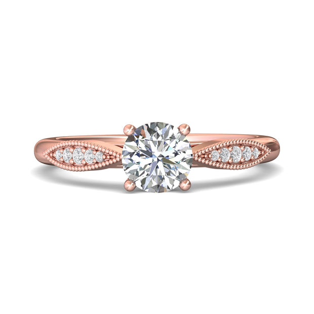 FlyerFit Micropave 18K Pink Gold Engagement Ring