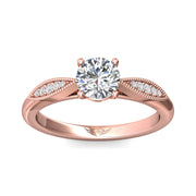 FlyerFit Micropave 18K Pink Gold Engagement Ring