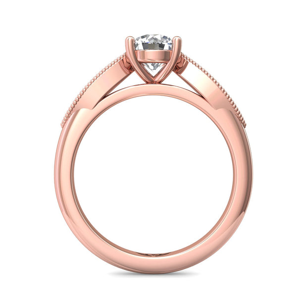 FlyerFit Micropave 18K Pink Gold Engagement Ring