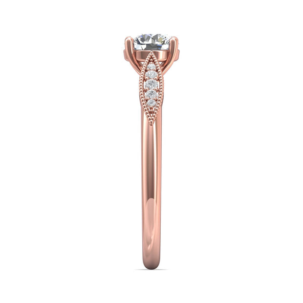 FlyerFit Micropave 18K Pink Gold Engagement Ring