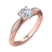 FlyerFit Micropave 18K Pink Gold Engagement Ring