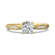 FlyerFit Micropave 14K Yellow Gold Engagement Ring