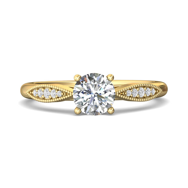 FlyerFit Micropave 14K Yellow Gold Engagement Ring