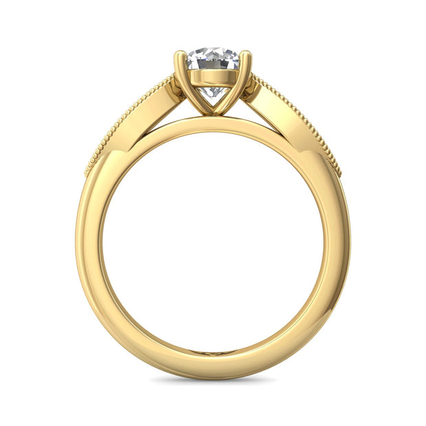 FlyerFit Micropave 14K Yellow Gold Engagement Ring