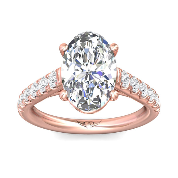 FlyerFit Micropave 14K Pink Gold Engagement Ring