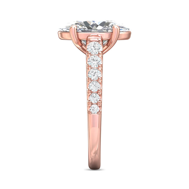 FlyerFit Micropave 14K Pink Gold Engagement Ring