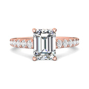 FlyerFit Micropave 14K Pink Gold Engagement Ring