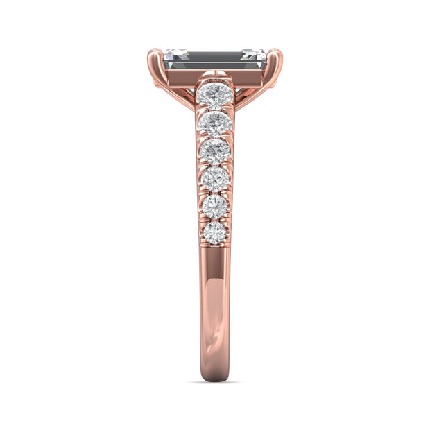 FlyerFit Micropave 14K Pink Gold Engagement Ring