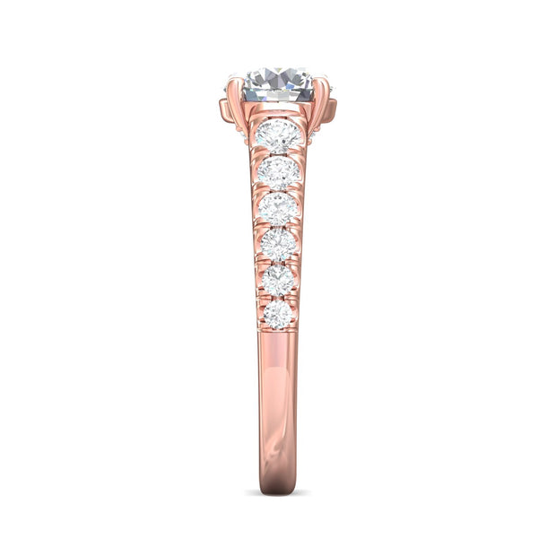 FlyerFit Micropave 14K Pink Gold Engagement Ring