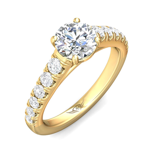 FlyerFit Micropave 18K Yellow Gold Engagement Ring