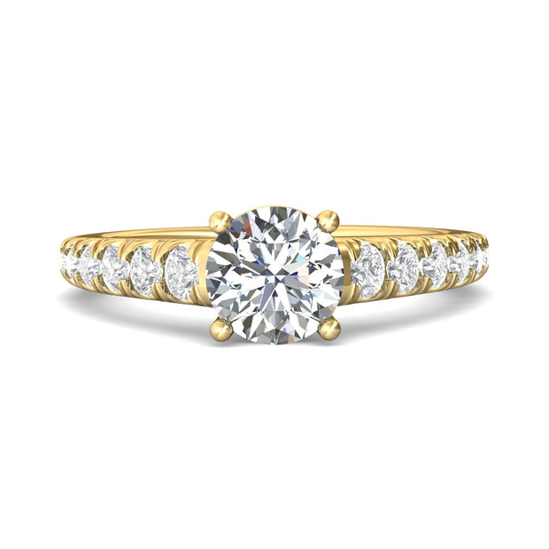 FlyerFit Micropave 18K Yellow Gold Engagement Ring