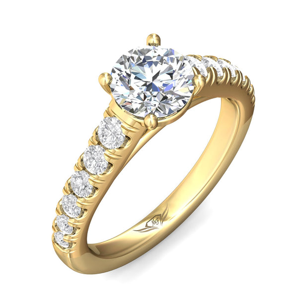 FlyerFit Micropave 18K Yellow Gold Engagement Ring