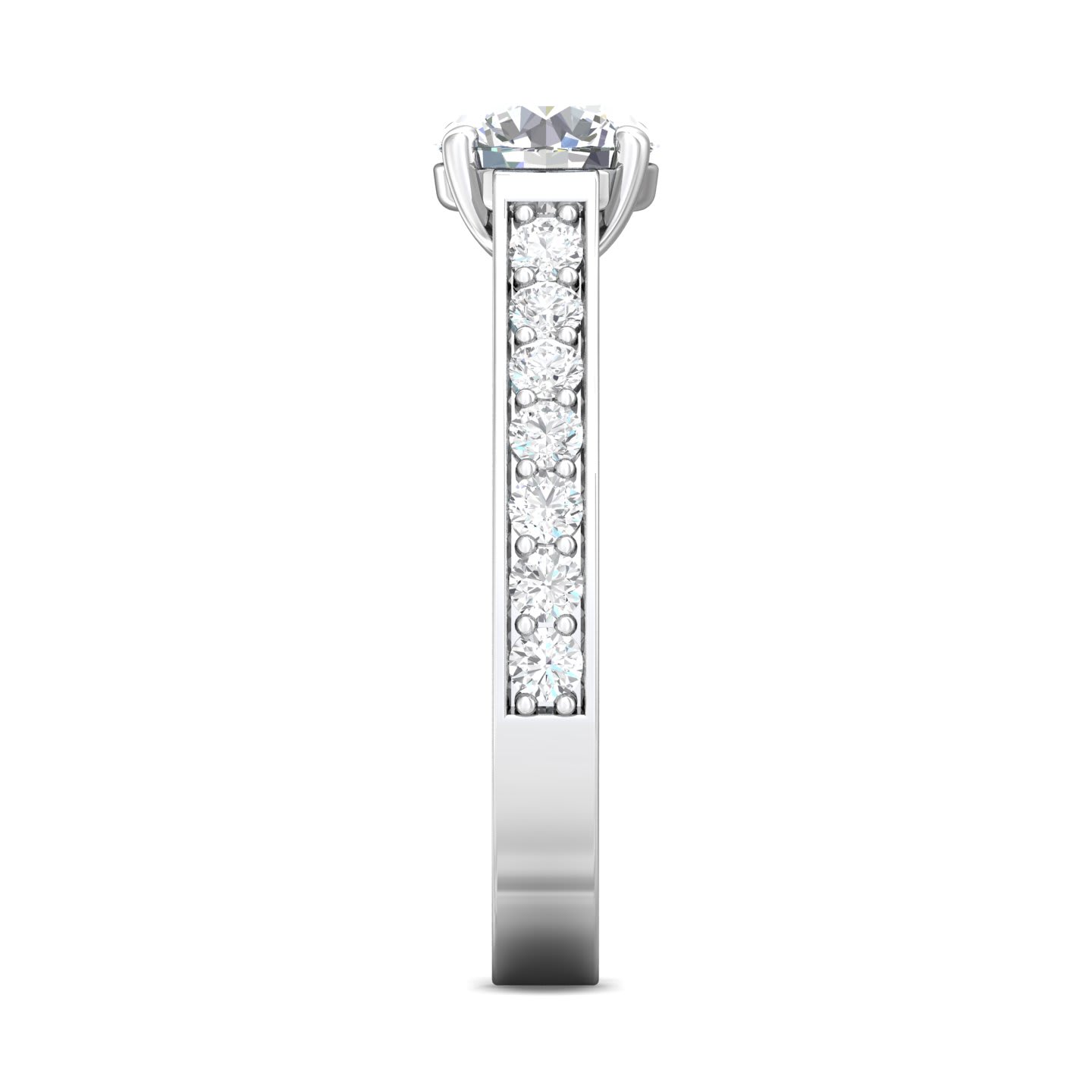 FlyerFit Micropave 18K White Gold Engagement Ring