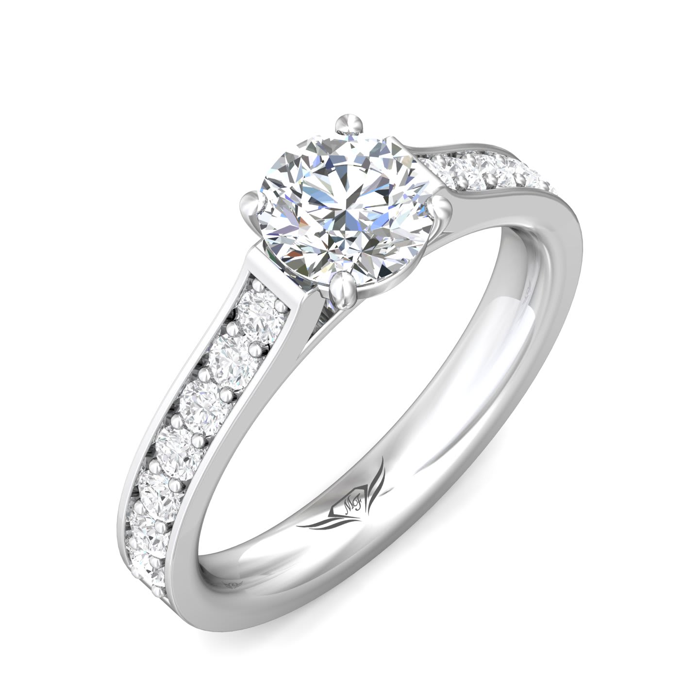 FlyerFit Micropave 18K White Gold Engagement Ring