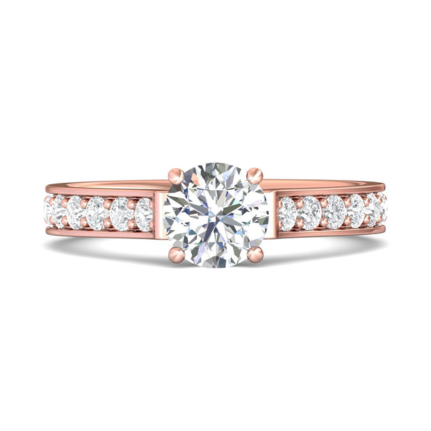 FlyerFit Micropave 18K Pink Gold Engagement Ring