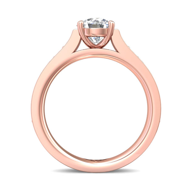 FlyerFit Micropave 18K Pink Gold Engagement Ring