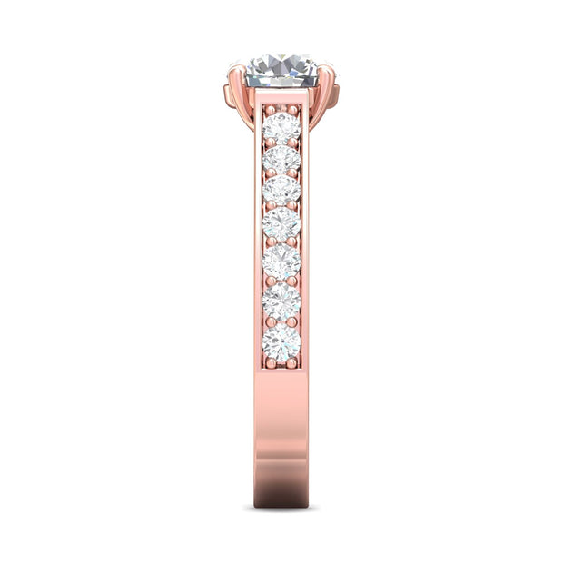 FlyerFit Micropave 18K Pink Gold Engagement Ring