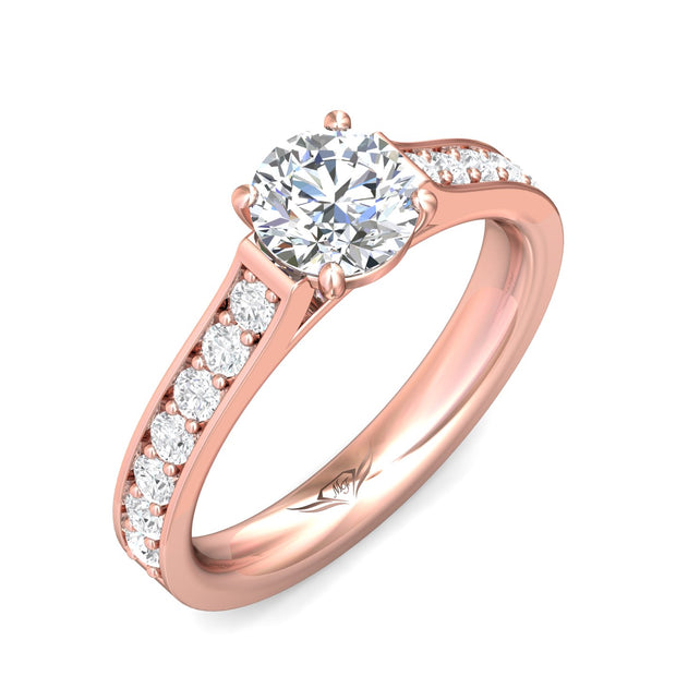 FlyerFit Micropave 18K Pink Gold Engagement Ring