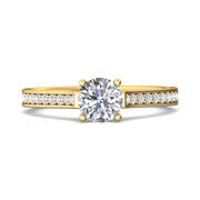 FlyerFit Micropave 18K Yellow Gold Engagement Ring