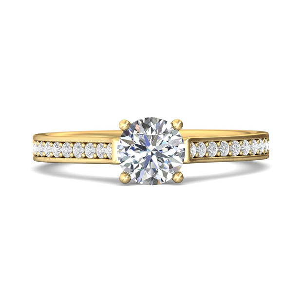 FlyerFit Micropave 18K Yellow Gold Engagement Ring