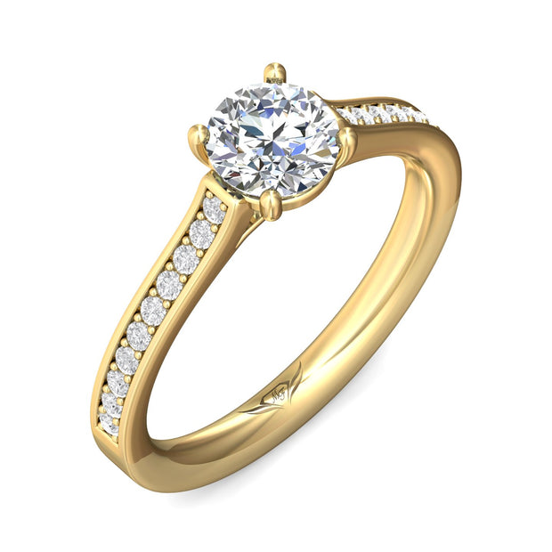 FlyerFit Micropave 18K Yellow Gold Engagement Ring