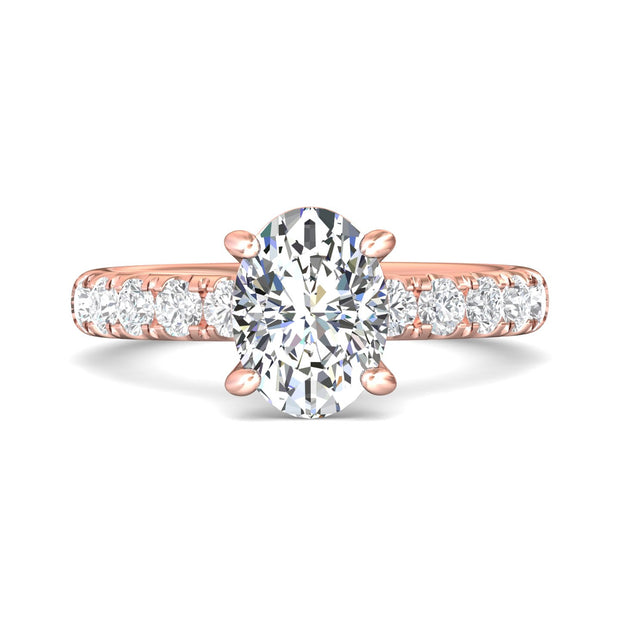 FlyerFit Micropave 14K Pink Gold Engagement Ring