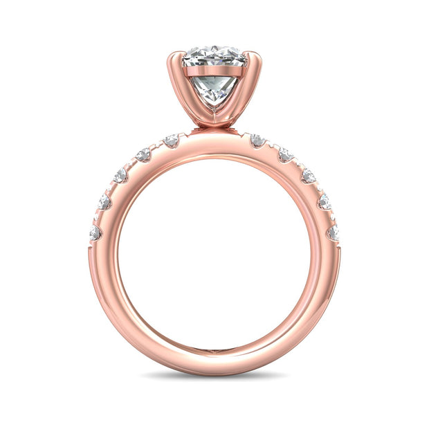 FlyerFit Micropave 14K Pink Gold Engagement Ring