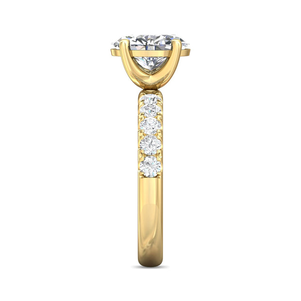 FlyerFit Micropave 18K Yellow Gold Engagement Ring