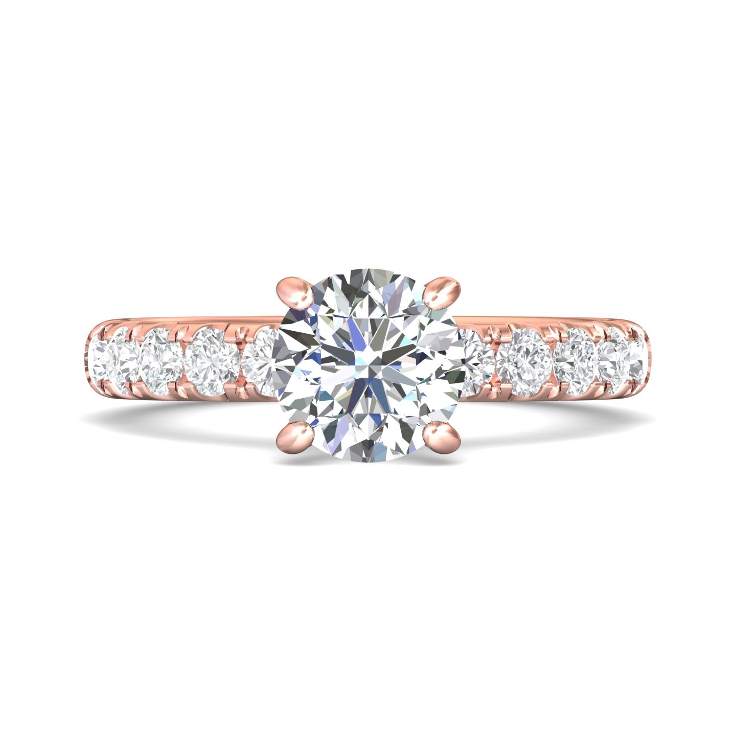 FlyerFit Micropave 18K Pink Gold Engagement Ring