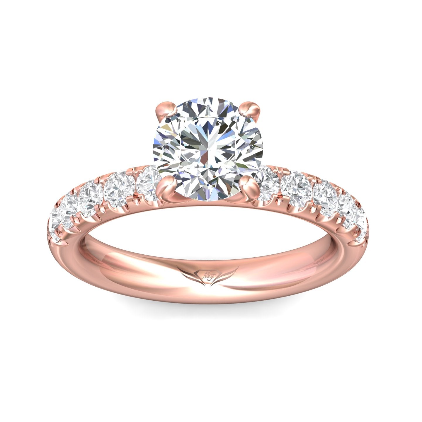 FlyerFit Micropave 18K Pink Gold Engagement Ring