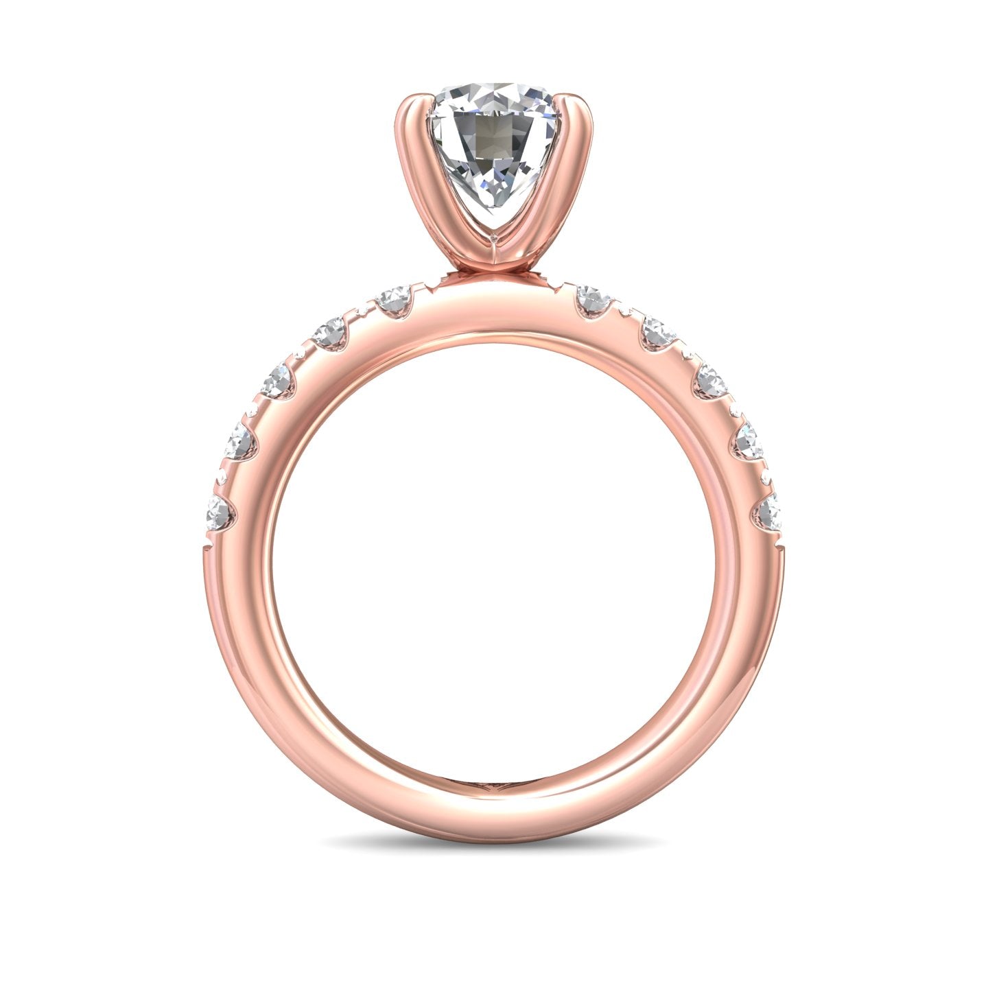 FlyerFit Micropave 18K Pink Gold Engagement Ring