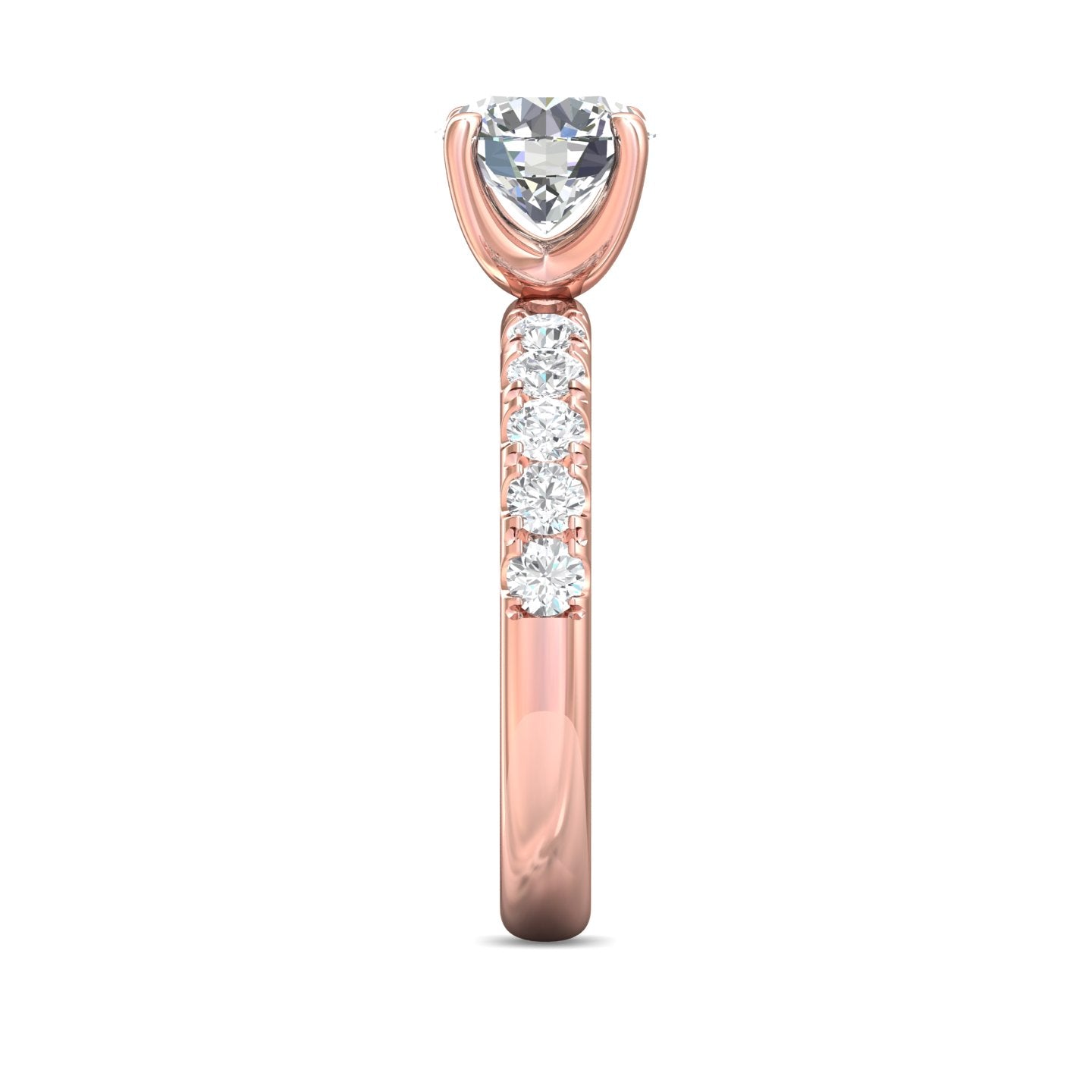 FlyerFit Micropave 18K Pink Gold Engagement Ring