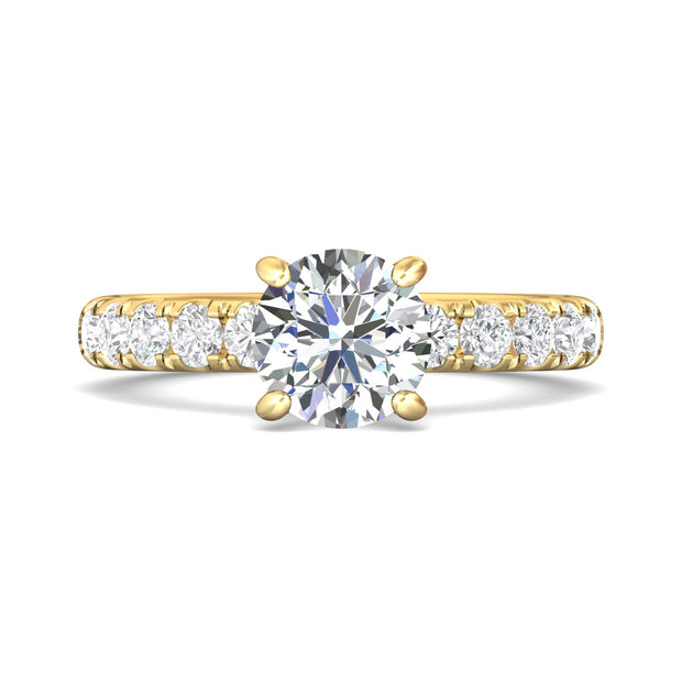 FlyerFit Micropave 18K Yellow Gold Engagement Ring