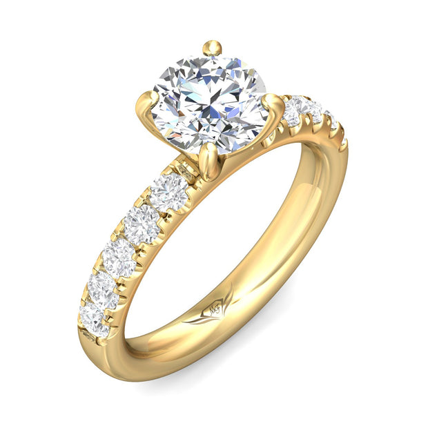 FlyerFit Micropave 18K Yellow Gold Engagement Ring